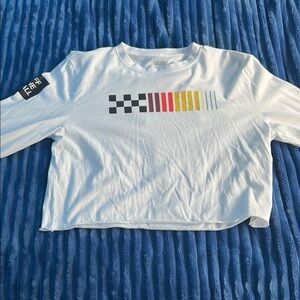Vans White and Black Long Sleeve Graphic Tee